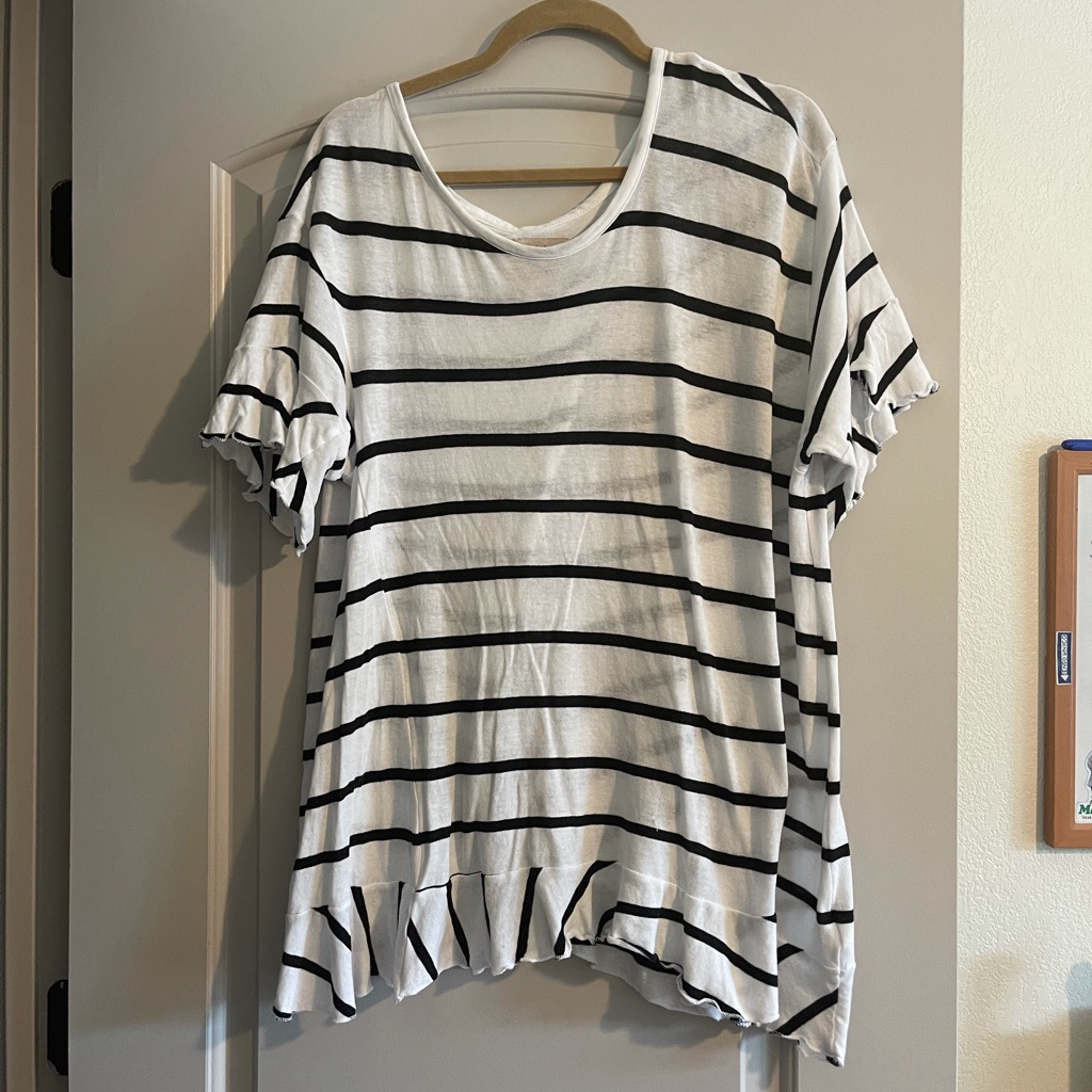 Chaser Striped Flowy Open Back Tee